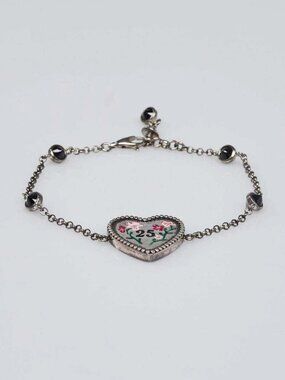 Gucci Silver Metal Bosco & Orso Heart Bracelet
